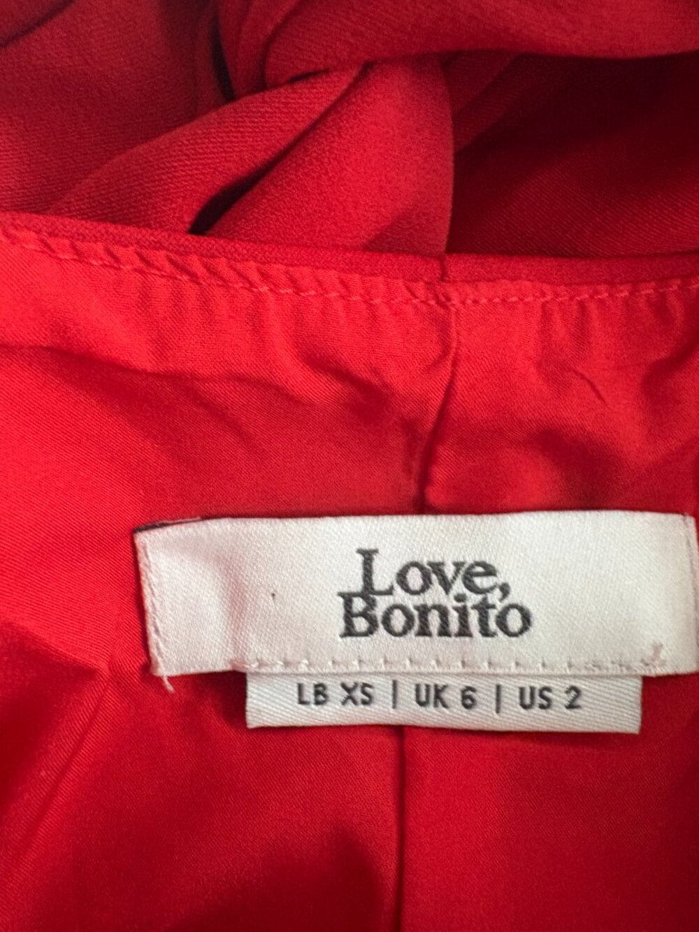 Love Bonito Red Hermione Padded Knot Back Dress Size 2 - Picture 5 of 6